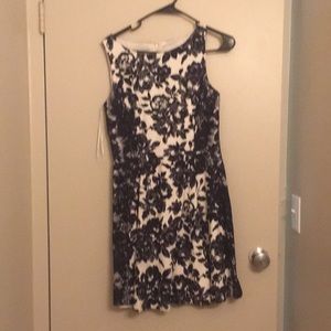 Cream and navy dress